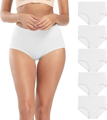Women's Cotton Underwear High Waisted Full Coverage Ladies Panties (Regular & Plus Size)