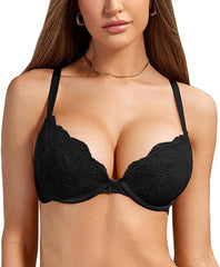 Women's Push Up Lace Bra Underwire Plunge Full Coverage Bras Sexy Plus Size Support