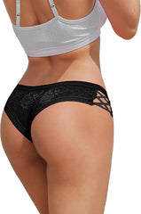 Women Lace Cheeky Low Rise Panties Comfy Bikini Criss Cross Underwear 4 Pack