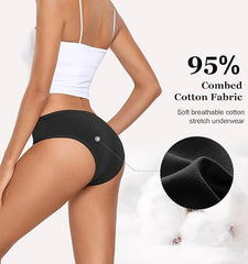 Women's Underwear Cotton Hipster Panties Low Rise Briefs Soft Strench Breathable Ladies Bikini Underwear 6 Pack