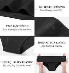 Women's Underwear Cotton Hipster Panties Low Rise Briefs Soft Strench Breathable Ladies Bikini Underwear 6 Pack