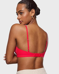 Women's Inbarely Triangle Bralette Comfortable Unlined V Neck Wireless Smoothing Bra Top Stretch