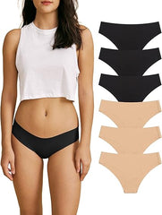 Women Seamless Cheeky Bikini No Show Panties Ladies Invisible Breathable Briefs Soft Stretch Underwear Multi Pack