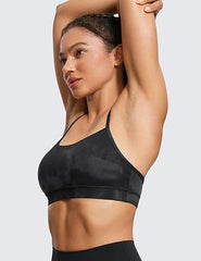 Butterluxe Womens Y Back Sports Bra - Padded Racerback Low Impact Spaghetti Thin Strap Workout Yoga Top