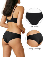 Women Seamless Cheeky Bikini No Show Panties Ladies Invisible Breathable Briefs Soft Stretch Underwear Multi Pack