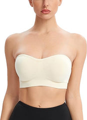 Strapless Bras for Women Non-Slip Silicone Bandeau Bralette Seamless Wireless Strapless Bra Padded