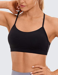 Butterluxe Womens Y Back Sports Bra - Padded Racerback Low Impact Spaghetti Thin Strap Workout Yoga Top
