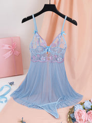 Embroidery Mesh Night Dress