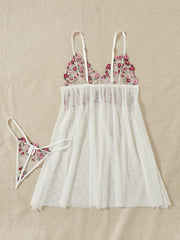 Women's Embroidered Strap White Nightdress